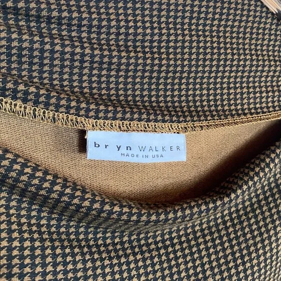 Bryn Walker Houndstooth Plaid Tunic Brown & Black Womens size L - Picture 8 of 10